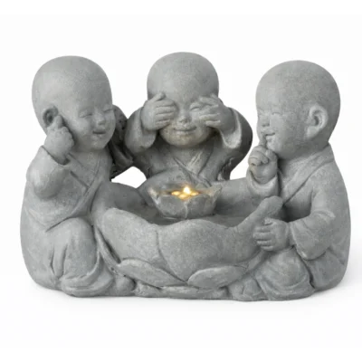 J-Line fontein Monnik grijs EU-stekker 40 cm