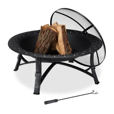 Relaxdays Feuerschale XXL schwarz 90 cm