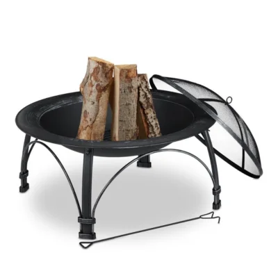 Relaxdays Feuerschale XXL schwarz 89 cm