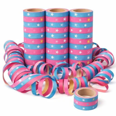 Serpentines roze/blauw 4 meter set van 3