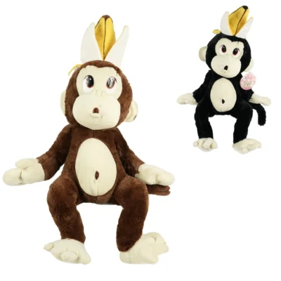 Knuffel aap met bananenschil zittend 55 cm 2 assorti