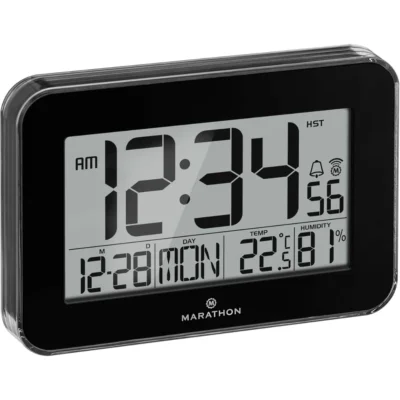 Marathon digitale klok op batterij zwart 22 cm