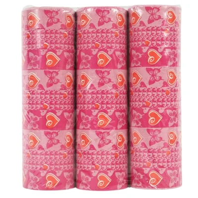 Serpentines hartjes roze 4 meter set van 3
