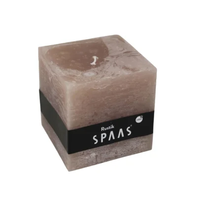 (R) Spaas stompkaars Rustic vierkant taupe 10 x 10 cm