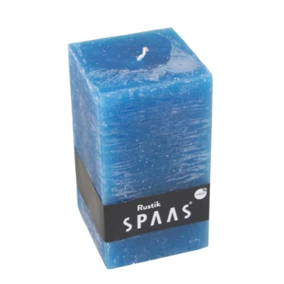 (R) Spaas stompkaars Rustic vierkant blauw 7 x 13 cm