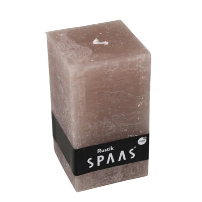 (R) Spaas stompkaars Rustic vierkant taupe 7 x 13 cm