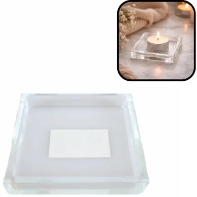 (R) Spaas theelichthouder schaal transparant 8 cm