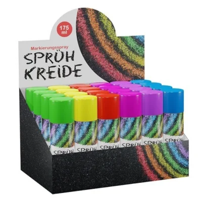 Kreidespray 175 ml 6-Farben Display 24 Stück