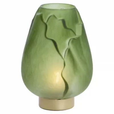 Light & Living tafellamp Ginny LED op batterij groen goud 27 cm
