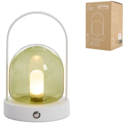 Light & Living tafellamp Yeremi LED oplaadbaar groen creme 19 cm