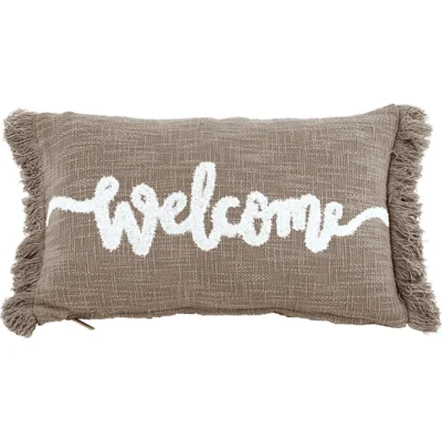 Tiseco kussen Cotton Slub Welcome taupe 30 x 50 cm