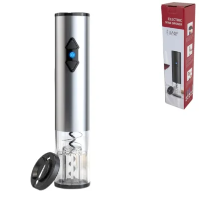 Elektrische kurkentrekker op batterij zilverkleurig 23 cm