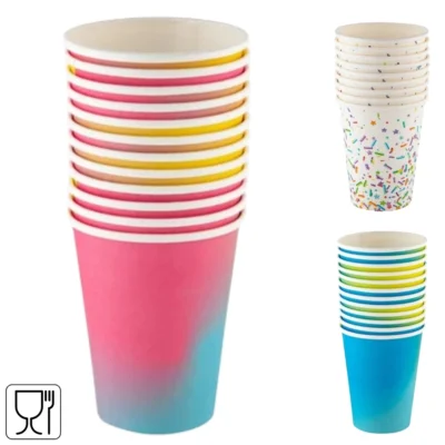 Papieren bekers 200 ml 12 stuks 3 assorti