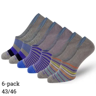 Easton Marlowe no show sokken unisex grijs/blauw/multi maat 43/46 set van 6