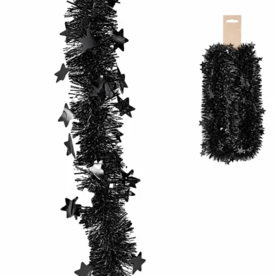 Tinsel guirlande slinger zwart 2,7 m