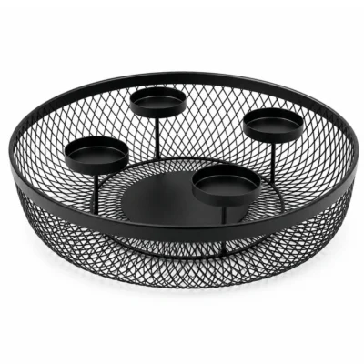 Kaarsenhouder krans zwart 34 cm