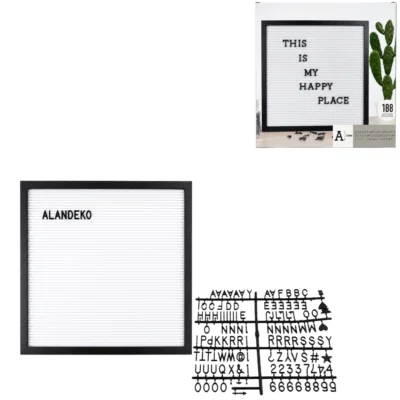 Letterbord wit/zwart 40 x 40 cm 180 delig