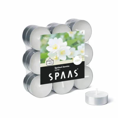 (R) Spaas geur theelichten Spiritual Jasmine 4 cm set van 18