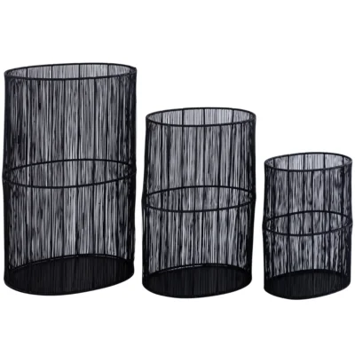 PTMD windlicht Javi metaal zwart 50 cm set van 3