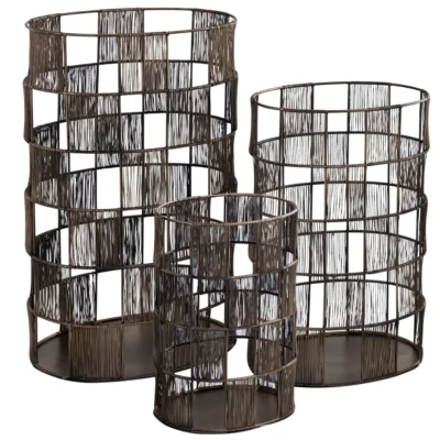 PTMD windlicht Stenn ovaal metaal messingkleurig 50 cm set van 3