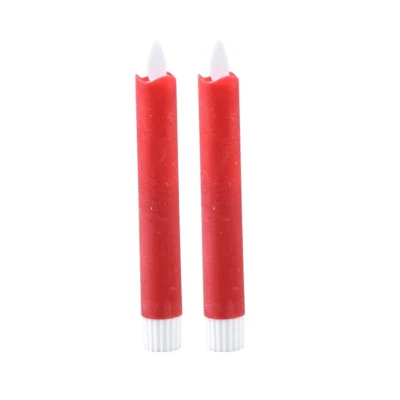 PTMD LED kaars op batterij rustic red 16 cm set van 2