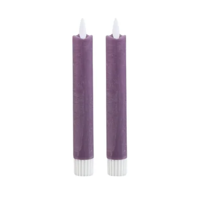 PTMD LED kaars op batterij rustic lilac 16 cm set van 2