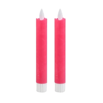 PTMD LED kaars op batterij bright pink 16 cm set van 2