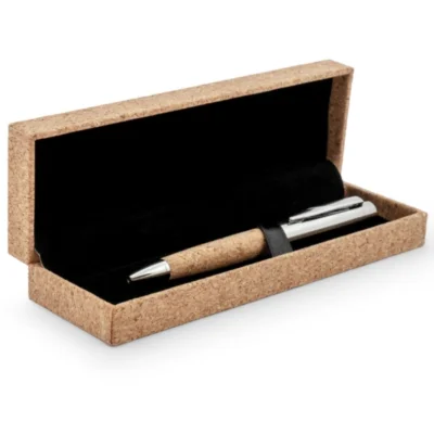 Metalen pen met kurk in geschenkverpakking Natuur