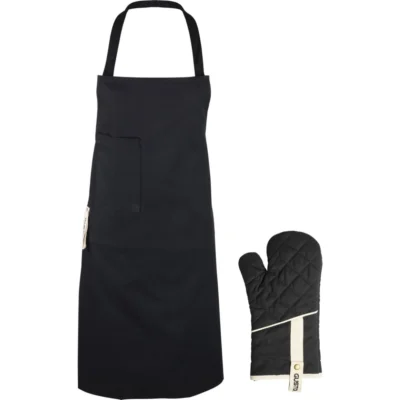 Gusta BBQ schort en ovenwant giftset zwart