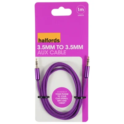 Halfords Aux kabel paars 3,5 mm 1 meter