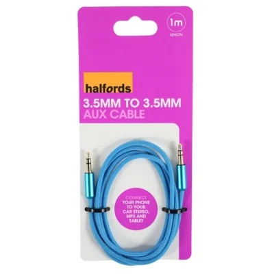 Halfords Aux kabel blauw 3,5 mm 1 meter