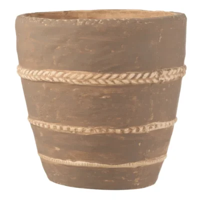 J-Line bloempot gevlochten bruin 23,5 cm