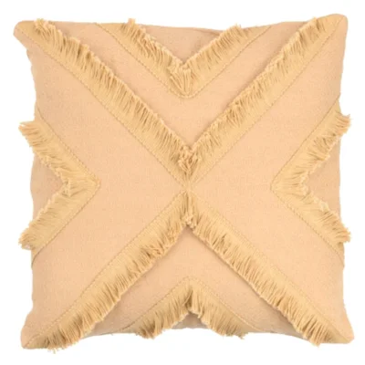 J-Line kussen Cross zandkleurig 40 x 40 cm