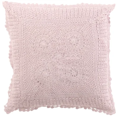 J-line kussen vierkant kant roze 45 x 45 cm
