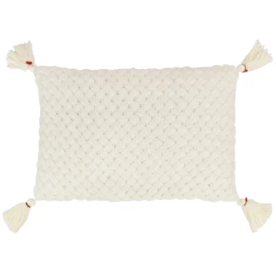 J-Line kussen gehaakt wit 56 x 38 cm