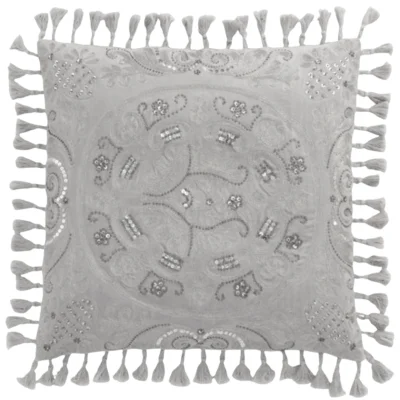 J-Line kussen Marok velvet grijs 45 x 45 cm