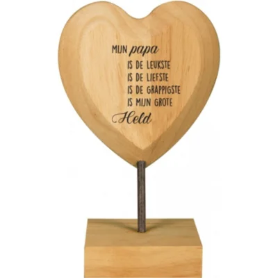 Paper Dreams houten hart met tekst Papa 18 cm