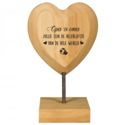 Paper Dreams houten hart met tekst Opa en oma 18 cm