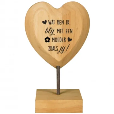 Paper Dreams houten hart met tekst Moeder 18 cm