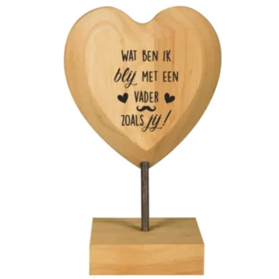 Paper Dreams houten hart met tekst Vader 18 cm