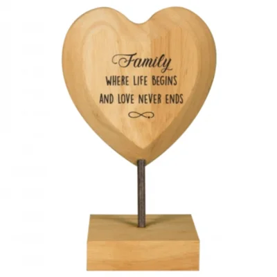 Paper Dreams houten hart met tekst Family, where life begins 18 cm