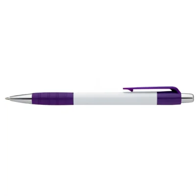 Balpen extra grip wit/paars 14 cm