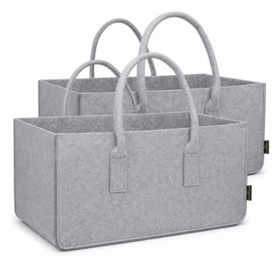 Premium mand vilt lichtgrijs 50 cm set van 2