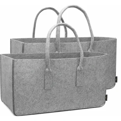 Premium mand vilt lichtgrijs 61 cm set van 2