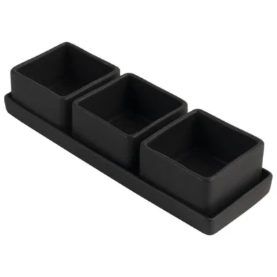 Gusta serveerplateau zwart Dip It 4 delig 23 cm