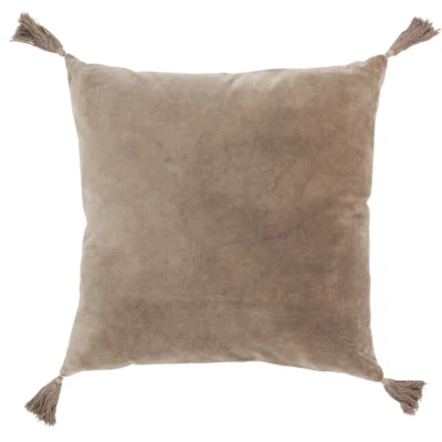 J-Line kussen Velvet kwast beige 43 x 43 cm
