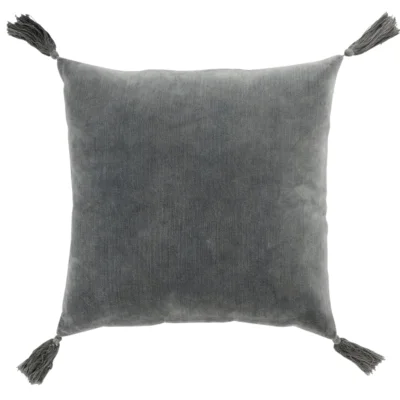 J-Line kussen Velvet kwast grijs 43 x 43 cm