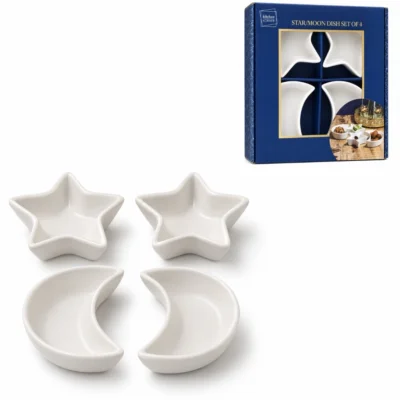 Schalen Star Moon wit 12 cm set van 4