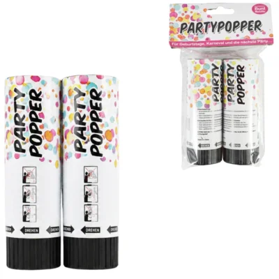 Confettikanon partypopper 10,5 cm 2 stuks