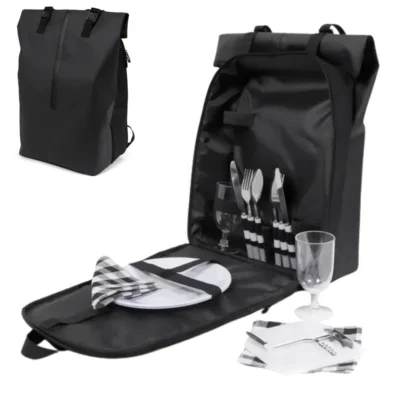 Norlander picknick rugtas zwart 14-delig 41 cm